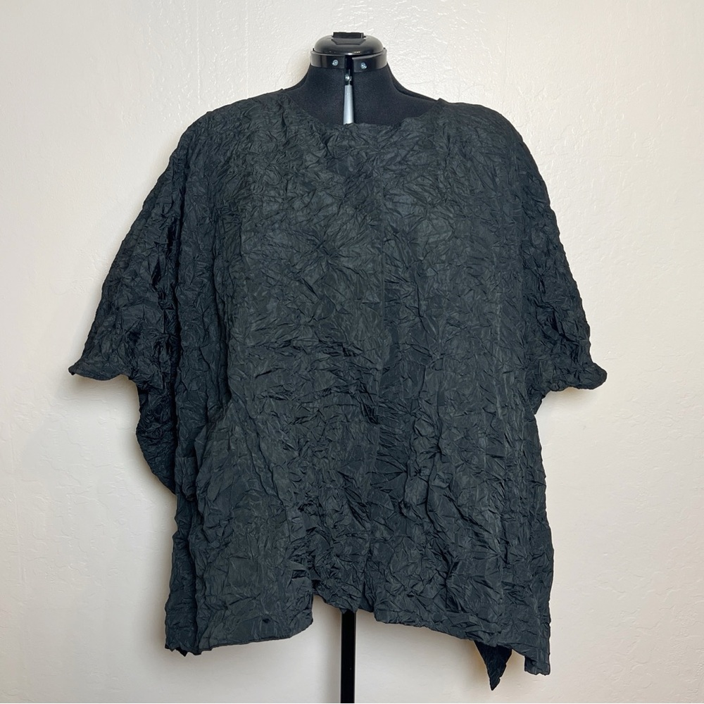 •IGOR• The Emma Boxy‎ Crinkle Jacket in Black Size L /XL Art to Wear Lagenlook